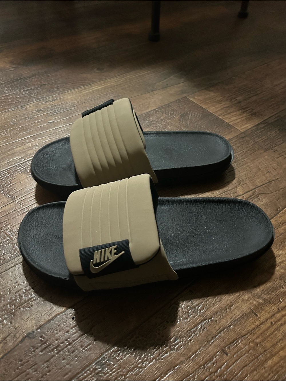 Nike Men’s Offcourt Adjustable Slides - Black & Khaki, Sz 12